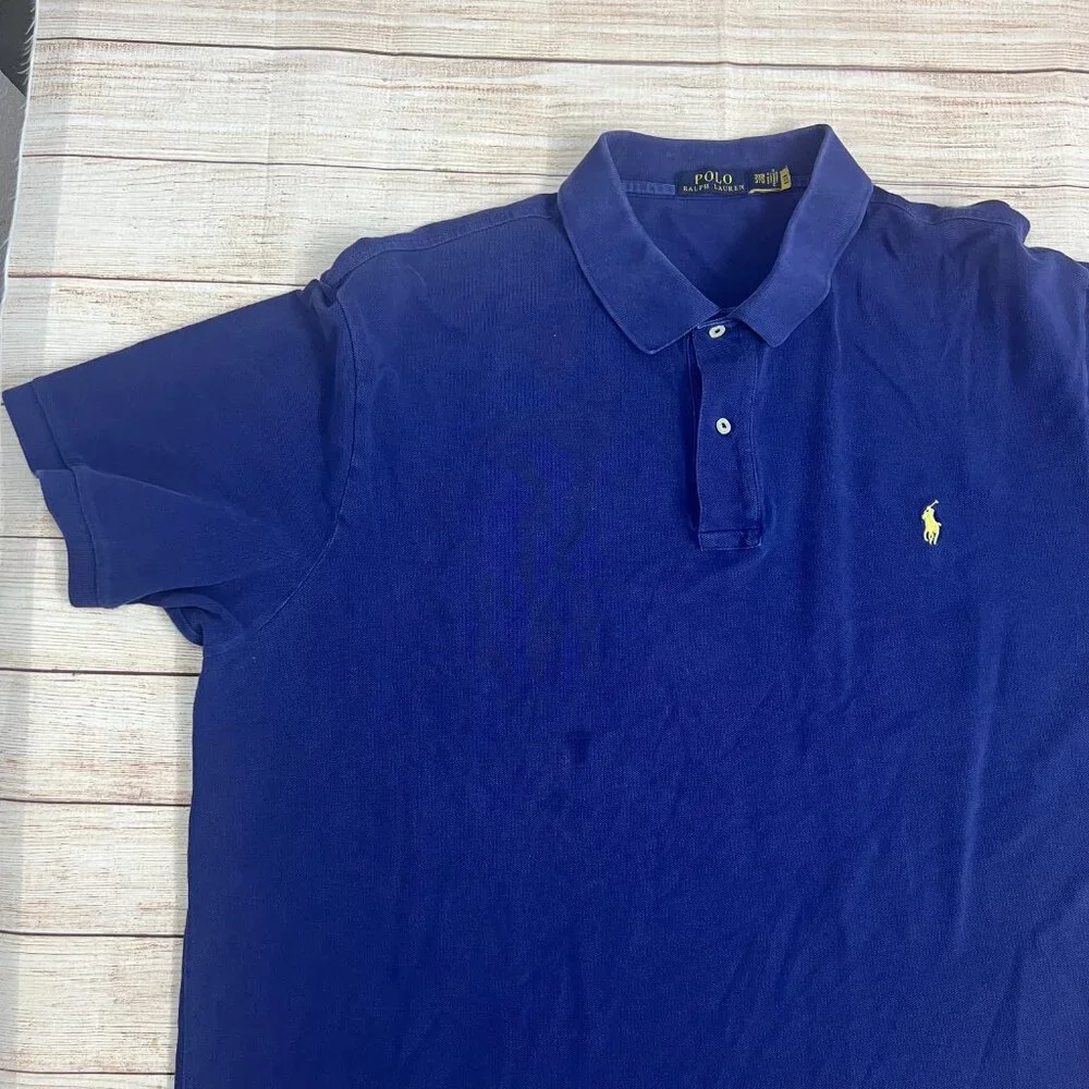 Polo Ralph Lauren Mens 3XB Blue Short Sleeve‎ Polo Shirt Big Tall Cotton 3XB/3TG